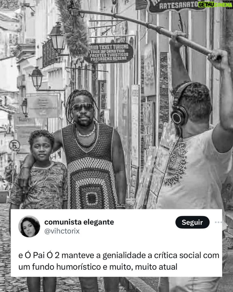 Lázaro Ramos Instagram - É a Bahia! Ó Paí, Ó 2 estreiou e já está mostrando para o que veio, feliz em saber que vocês estão gostando e se divertindo tanto quanto a gente gravando e apresentando essa obra para vocês. E gente, só se passaram 15 anos do primeiro filme, tá? Rs mas espero chegar assim nos 60. 😂 Sextou, meu povo! Bora pros cinemas.