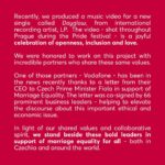LP Instagram - On the eve of the official music video release for Dayglow, the new single from @iamlpofficial, we would like to express our solidarity with, and gratitude for, the amazing partners and collaborators that helped make this video possible: @vodafonecz, @taimiapp, @prague.pride, @milkandhoney.productions We would also like to acknowledge and support the recent efforts from Vodafone’s CEO to advance Marriage Equality in Czechia. Together, let’s keep fighting for a more open, inclusive and loving future. 🏳️‍🌈💪 Dayglow will premiere on LP’s YouTube channel tomorrow at 10h PST/19h CST! #MarriageEquality #LGBTFamily #LGBTQPride #LoveIsLove #LP #Dayglow