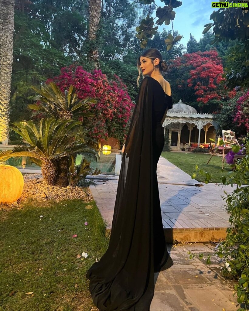 Laila Ahmed Zaher Instagram - Black always wins 🖤 Dress: @ateliermamzi Makeup: @dinaelkasheff Stylist: @mayajules Hair: @alfredandmina Jewelry: @iramjewelry_