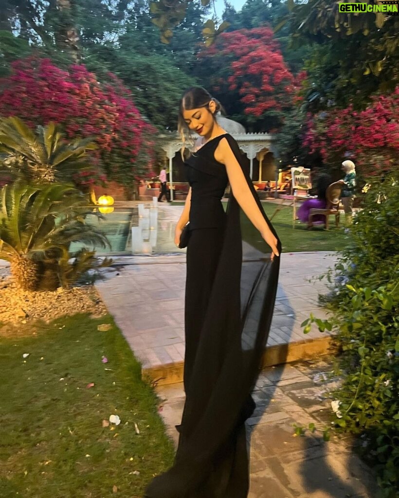 Laila Ahmed Zaher Instagram - Black always wins 🖤 Dress: @ateliermamzi Makeup: @dinaelkasheff Stylist: @mayajules Hair: @alfredandmina Jewelry: @iramjewelry_