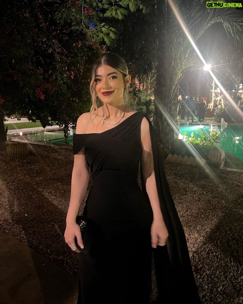 Laila Ahmed Zaher Instagram - Black always wins 🖤 Dress: @ateliermamzi Makeup: @dinaelkasheff Stylist: @mayajules Hair: @alfredandmina Jewelry: @iramjewelry_