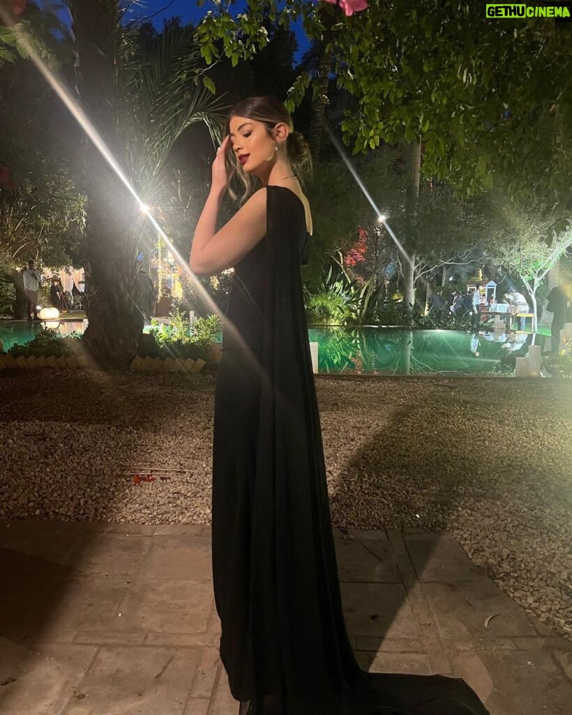 Laila Ahmed Zaher Instagram - Black always wins 🖤 Dress: @ateliermamzi Makeup: @dinaelkasheff Stylist: @mayajules Hair: @alfredandmina Jewelry: @iramjewelry_