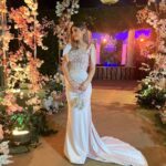 Laila Ahmed Zaher Instagram – From yesterday’s wedding 💗 

Dress: @bycherry_mustafa 
Stylist: @mayajules 
Makeup: @dinaelkasheff 
Hair: @alfredmakram 
Jewelry: @iramjewelry_ 
Clutch: @treasure_box_by_rashmaa