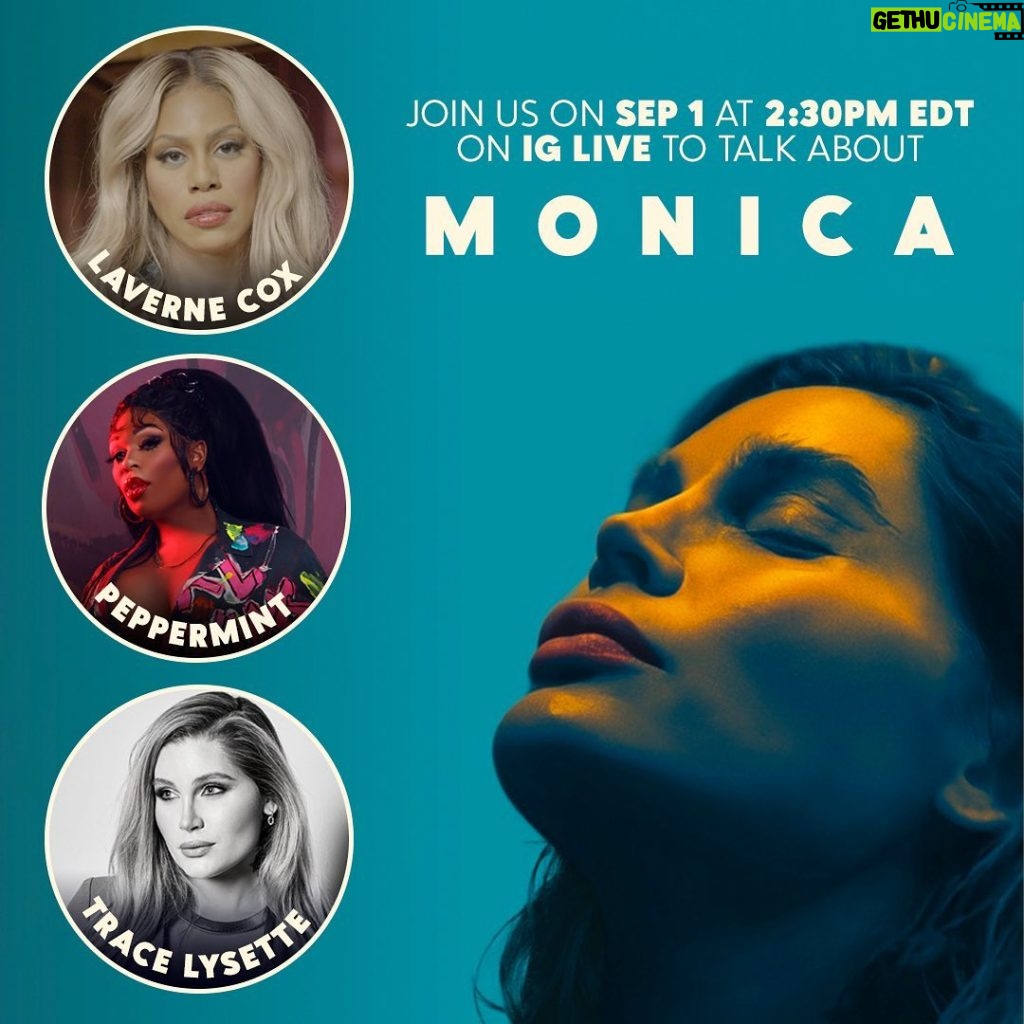 Laverne Cox Instagram - This Friday September 1st I'm be going live with @tracelysette and @peppermint247 to discuss the film Monica and the early Oscar buzz Trace Lysette is receiving for her star-making performance as the title character. Stream it before Friday because we will be getting into the things of the things and you need to be up to speed. Join us in manifesting a well deserved Academy Award nomination for Ms. Lysette. [This film received an interim agreement with @SAGAFTRA, which allows actors to promote this production.]