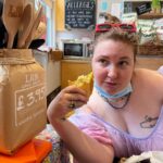 Lena Dunham Instagram - I’ve been in London long enough that I feel like I should have become the queen of high tea, the princess of Carnaby Street, the mistress of Georgian architecture and late night curry. But- like lots of immune compromised people- pre-pandemic life hasn’t restarted for me, there has been no hot vax summer and most of the spots I frequent are between my bathroom, my bedroom and the less populace parts of the park (I might argue that locking it up is not only a job for the immune compromised these days, but that’s for another, less playful post.) Because this is just to say that I finally made it to the London Review of Books Cake Shop and and Oh My Gosh. Woman authors overflowereth? ✔️ Vegan food that makes you feel like you’re in a cult in the 70s? ✔️ Wooden baking spoons with the insignia of my favorite literary journal, which will make great niche holiday gifts for my NYC friends? ✔️ It doesn’t matter sometimes if you only take one trip into civilization a month just so long as you make it a really good one... ps This falafel wrap with ginger, golden raisins etc was very important to me. 📚 @lrbbookshop @lrbcakeshop @londonreviewofbooks London Review Bookshop