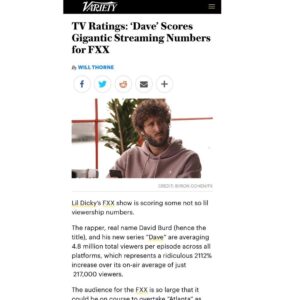 Lil Dicky Instagram - I know this is a tough time for everyone, but I’m so thankful to be spending it with all 4.8 million of you every week. It doesn’t feel as isolating when I have you guys. Or when I’m this proud. Thank you everybody for already making @daveonfxx one of the biggest comedies in Fx history. Keep tuning in because boy oh boy, do we have a second half of season 1 for you. Starting tonight. Watch live. Or stream on @hulu tomorrow. Let’s keep growing together. I love you