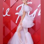 Lily James Instagram - Friends and fashion With the greatest @charlottetilbury ✨ Styled by 🧚‍♀️ @rebeccacorbinmurray Wearing @rodarte masterpiece Makeup @valeriaferreiramakeup Hair @halleybrisker Nails @michelleclassnails Jewells - @boucheron @onlynaturaldiamonds Shoes - special @charlotteolympia Cinderella slippers ! 🤍 #britishfashionawards