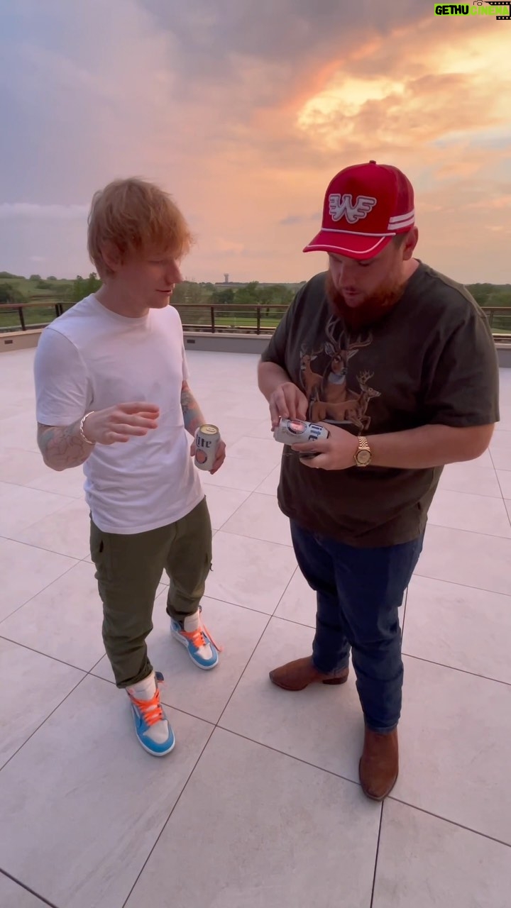 Luke Combs Instagram - Learning how to shotgun a beer with @lukecombs