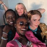 Lupita Nyong'o Instagram - Best time discovering my Eras era with my sister Fiona, @mssarahcatharinepaulson and her sister Rachel 💖💖💖💖! Earrings bejeweled by @debeersofficial and friendship bracelets by me… and some of you!! Thanks to all the Swifties for your suggestions — trading bracelets was super sweet 🍬