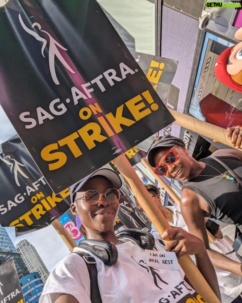 Lupita Nyong'o Instagram - We didn’t want to strike, but now is the time to take ACTION. Inspired, fired up and united on the picket line with my fellow actors and writers this week. I know we stand on the right side of history for a more fair, secure and dignified livelihood for the many. #SAGAFTRAStrong #WGAStrong