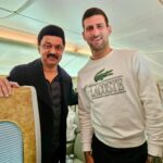 M. K. Stalin Instagram - Surprise in the skies: Met #Tennis legend @djokernole en route to #Spain! 🎾