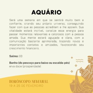 Márcia Fernandes Instagram - 💫 Horóscopo Semanal - 19 a 25 de Fevereiro 💫

A partir do dia 19, a entrada do Sol em Peixes, gera mais calma. 

No dia 23, Mercúrio entra em Peixes, podendo trazer dispersão e um lado mais indisciplinado. 

Entre os dias 24 e 28, Vênus e Júpiter em movimento tenso, pode trazer um lado mais de meritocracia, fazendo com que as nossas responsabilidades sejam preteridas em detrimento as nossas vontades e desejos pessoais.
