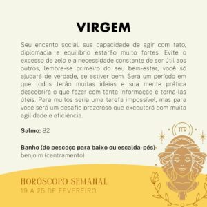 Márcia Fernandes Instagram - 💫 Horóscopo Semanal - 19 a 25 de Fevereiro 💫

A partir do dia 19, a entrada do Sol em Peixes, gera mais calma. 

No dia 23, Mercúrio entra em Peixes, podendo trazer dispersão e um lado mais indisciplinado. 

Entre os dias 24 e 28, Vênus e Júpiter em movimento tenso, pode trazer um lado mais de meritocracia, fazendo com que as nossas responsabilidades sejam preteridas em detrimento as nossas vontades e desejos pessoais.