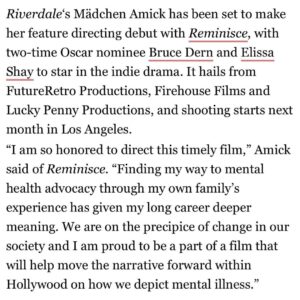 Mädchen Amick Instagram - I’m doing a thing. 
👏🏼👏🏼👏🏼
#reminisce #brucedern #femalefilmmakers #featurefilm