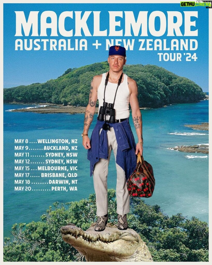 Macklemore Instagram - We ain’t going down under to fuck spiders! Yup, we’re headed back to see some of my favorite mates in the world in… AUSTRALIA AND NEW ZEALAND. We’ve already added a second show in Sydney due to demand, tickets going crazy fast… DON’T SLEEP 🐨🐊🦘