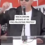 Macklemore Instagram – 300,000 people marched in DC yesterday. The largest protest for 🇵🇸 in U.S history. “If you are neutral in situations of injustice, you have chosen the side of the oppressor” -Desmond Tutu 🙏🏻❤️ Washington D.C.
