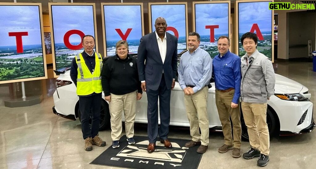 Magic Johnson Instagram - I had a dynamic experience today visiting Toyota’s largest U.S. Manufacturing plant in Georgetown, KY! I got to meet with the executive team, take pictures, and express my gratitude to over 200 SodexoMagic team members who work hard to feed the 9,000 Toyota employees on site. What a great opportunity it was to learn about Toyota’s electric cars and how they are revolutionizing the manufacturing industry by implementing sustainable practices to future-proof their plant. Thank you to Vice President of Manufacturing Projects Yuki Nobori, Vice President of Administration Sandy Nott, TMMK President Kerry Creech, Head of TMMK Powertrain Mark Klee, and Treasurer Yuji Saito for having me!