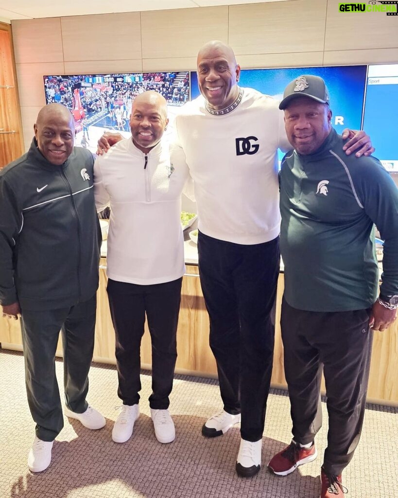 Magic Johnson Instagram - #FlashbackFriday I had a great time with my brother Larry, good friend James Stokes, and MSU Athletic Director Alan Haller at the Michigan State vs. Duke matchup in Chicago! I was disappointed my Spartans lost to the Blue Devils.