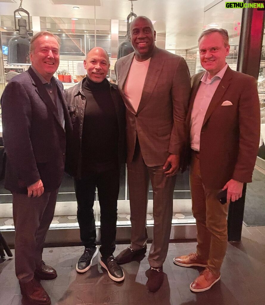 Magic Johnson Instagram - Had an amazing dinner tonight at Steak 48 in Charlotte. I want to thank my friend and CEO of Advocate Health Gene Woods for bringing us all together. It was great to spend time with two fellow MSU Spartans and amazing CEOs in their own right Mike Lamach and Darius Adamczyk! Gene Woods wrote an outstanding book called Health, Hope and Healing for All that everyone should go check out!