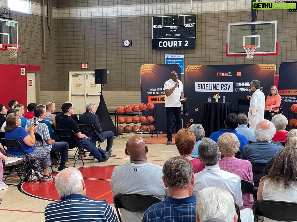 Magic Johnson Instagram - #SponsoredByGSK Another incredible event with my partners at GSK! This time we were in Scottsdale, AZ talking to older adults 60 and over about the dangers of RSV and what they can do to help Sideline RSV. The audience asked amazing questions and were enthusiastic to learn more about how they can protect themselves and their families. Thank you to the incredible YMCA staff and GSK for another awesome event! For more information visit SidelineRSV.com