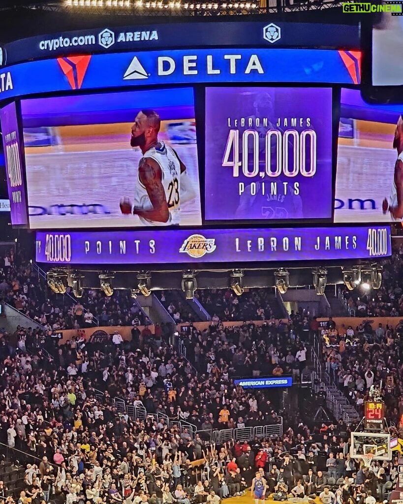 Magic Johnson Instagram - Congratulations to LeBron James for being the first and only player in NBA history to score 40,000 points! I’m so glad I was here to witness such an incredible feat! I love that I’m here tonight, I got to see when LeBron broke Kareem’s record, and the fact I was the one who passed it to Kareem when he originally set the record! Now we need the Lakers to pull out a victory and make the night even bigger and better for LeBron!
