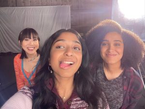 Maitreyi Ramakrishnan Instagram - Never Have I Ever wouldn’t be what it is without solid female friendships. That means singing Disney songs to your pal when they’re heartbroken and crying while sitting on top of a limo. Lots of love and gratitude for these two. 

To the UN!💕💗