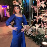 Malak Ahmed Zaher Instagram - In my ultimate favorite color💙✨ 👗@eslam_saad_designer 💄 @dinaelkasheff 💇🏻‍♀️ @alfredandmina 💎 @iramjewelry_