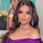 Malak Ahmed Zaher Instagram - Dolled up 💜✨ Styled by @mayajules Hair by @alfredandmina Makeup by @nesmamansourmakeup ✨