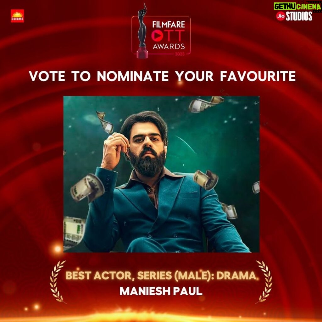 Maniesh Paul Instagram - The spotlight is on @manieshpaul , who's vying for nominations with Rafuchakkar! Help us secure a place in the final nominations for the "Best Actor Series (Male) : Drama" category at the upcoming Filmfare OTT Awards 2023. Your vote can make all the difference. Click the link in our Bio and support Maniesh: Vote for Maniesh Paul in Rafuchakkar - Best Actor Series (Male) : Drama - Link in Bio 👆🏻 #GSEAMS #ManieshPaul #RafuchakkarNomination #VoteForManieshPaul #FilmfareOTTAwards #bestactorseries #supportrafuchakkar #awardnomination #votenow #OTTExcellence #RafuchakkarSeries #Filmfare2023 #nominatemanieshpaul #showyoursupport #manieshforthewin #OTTEntertainment #voteandwin