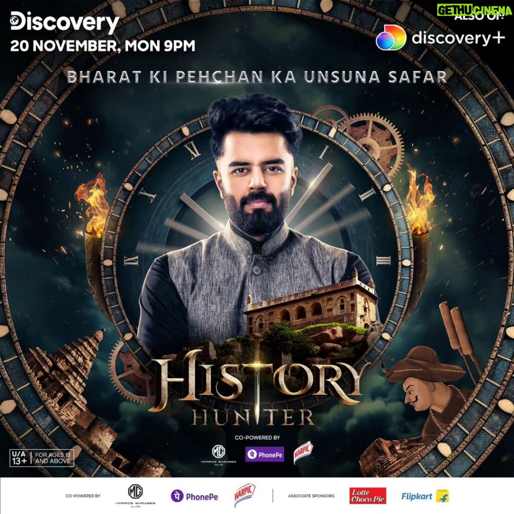 Maniesh Paul Instagram - From Brihadeeswara Temple's opulence to Nalanda University's wisdom, India's past whispers stories of cultural richness. Within these whispers lies the invitation to rekindle the true essence of our heritage. Today we extend this invitation to all. Ready to take the first step? Watch "History Hunter", premiering on 20th November, Monday at 9PM only on #DiscoveryChannelIndia and @discoveryplusIN Co powered by @mgmotorin | @phonepe | Harpic Associate Sponsors @flipkart | Lotte Choco Pie #DiscoveryChannelIn #DiscoveryPlusIn #ManishPaul #HistoryHunter #IndianHistory #India #History #IncredibleIndia #NalandaUniversity #BrihadeeswaraTemple #TipuSulthan