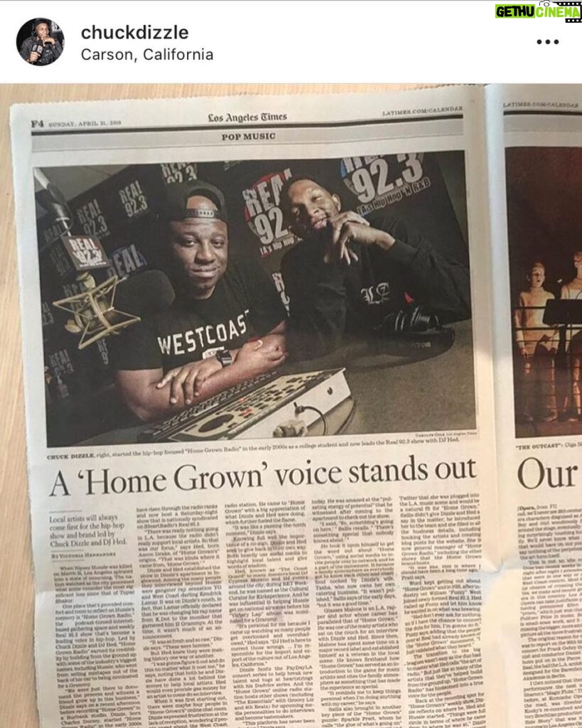 Manny Montana Instagram - Please show some love to my muthafckn BROTHER!!! @chuckdizzle and @djhed on the @latimes !! These two made a way out of no way. Go follow them send them a shout!