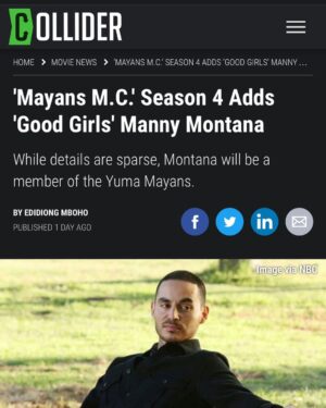 Manny Montana Instagram - Very happy to finally announce this. Best set I’ve ever been on. To all the @mayansfx family, cast and crew, thanks for making me feel like family from day one. 
#mayansmc #mayansfx #mayans