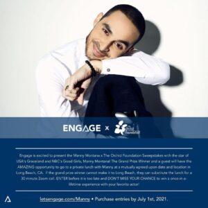 Manny Montana Instagram - 🚨🚨 I’ve partnered with the amazing @officialnicholegalicia and her organization @theorchidfdn !!!
#MMOrchidFdnSweepstakes in order to raise funds and awareness for @theorchidfdn !!! Get your entries before it’s too late because I am raffling off the chance to go to a private, sit down LUNCH with me at a mutually agreed upon date/location in Long Beach.
 
I’m giving away additional prizes including a custom Detroit Red Wings jersey from Good Girls, a private 10 minute Zoom call with me, and more!
 
Get your entries @ LINK IN MY BIO, ​LETSENGAGE.COM/MANNY, or @BookwithEngage!
 
Proceeds raised from the sweepstakes will benefit @theorchidfdn This foundation finds “Orchids” or underprivileged high school girls who are excelling in their academic or extracurricular pursuits and help fill the resource gap presented by their socioeconomic backgrounds. Support this great organization and get your entries now!