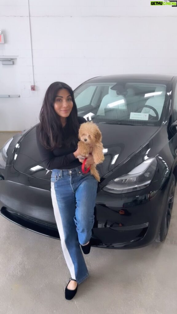 Marisol Nichols Instagram - Officially part of the Tesla family and Butterscotch is happy about it ♥️😅