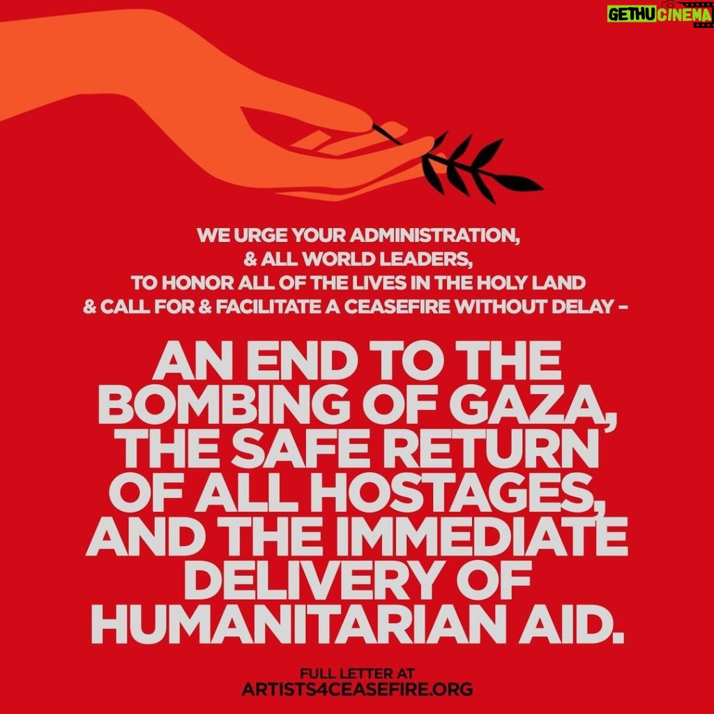 Mark Ruffalo Instagram - We come together as artists and advocates, but most importantly as human beings in support of an immediate and permanent ceasefire, a release of all of the hostages and humanitarian aid to the millions of civilians in Gaza. We stand for freedom, justice, dignity and peace for all people. Our tax dollars must not be used to kill children ANYWHERE. We must fight for a lasting peace. Ceasefire now! Ceasefire forever! Read our full letter at artists4ceasefire.org #Artists4Ceasefire #PermanentCeasefireNOW