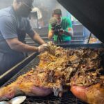 Mark Wiens Instagram - It was a huge honor to hang out with @pitmasterrodneyscott one of the worlds greatest whole hog pitmasters. My favorite move is when he mops it with vinegar pepper sauce, and literally spoons it out 🥄! Amazing bbq @rodneyscottsbbq #Charleston #SouthCarolina #bbq #wholehog Rodney Scott's BBQ