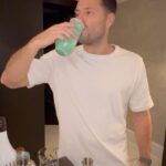 Mark Wright Instagram - If you like a cocktail, If you like a pina colada, if you like Christmas. TRY THIS NOW!! Wrighty’s Jack Frost Colada. Unbelievable, if I have to say so myself!! 3oz Malibu 1.5oz Vodka 1.5oz Blue Curaçao Half cup of coconut cream Half cup pineapple juice Half cup ice cubes Round the rim, honey & coconut shavings