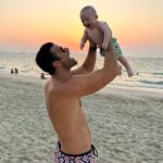 Mark Wright Instagram - Sunsets with my little giggly nephew Dustin…. Aka dimples 💙