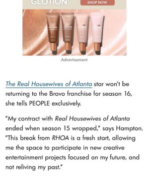 Marlo Hampton Instagram - Hamptons,

My contract with Real Housewives of Atlanta ended when season 15 wrapped. This break from RHOA is a fresh start, allowing me the space to participate in new creative entertainment projects focused on my future, and not reliving my past. 

My nephews are transitioning into pivotal stages of their academic adolescence, and I am focused on my representation in their eyes and getting back to showing my multifaceted lifestyle of philanthropy, fashion, and fabulosity! I am thankful for this amazing platform of Housewives, which has allowed me to bring awareness to foster care, my non-profit Glam It Up, Inc., and showcase my fashion showroom, Le Archive. 

I look forward to my continued relationship with Bravo and NBC Universal. I wish Truly Original and the RHOA cast all the best. 

xoxo 
- Marlo Hampton

p.s. 
Tag me in videos of your favorite #RHOA Marlo moments and I’ll share on my story.