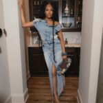Marlo Hampton Instagram - Got ‘em steamin’ like dry cleanin’ @FashionNova Wearing: Demi Denim Maxi Dress