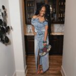 Marlo Hampton Instagram - Got ‘em steamin’ like dry cleanin’ @FashionNova Wearing: Demi Denim Maxi Dress