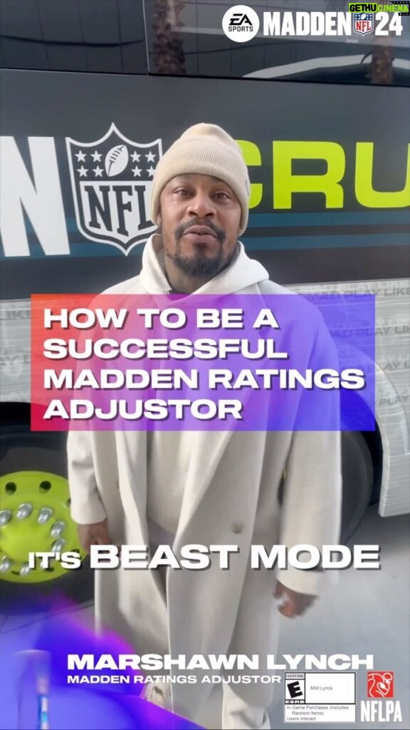 Marshawn Lynch Instagram - A Day in the Life of #RatingsAdjustor Beast Mode 📝 Who still needs a #Madden24 upgrade 🤔 #EAAthlete