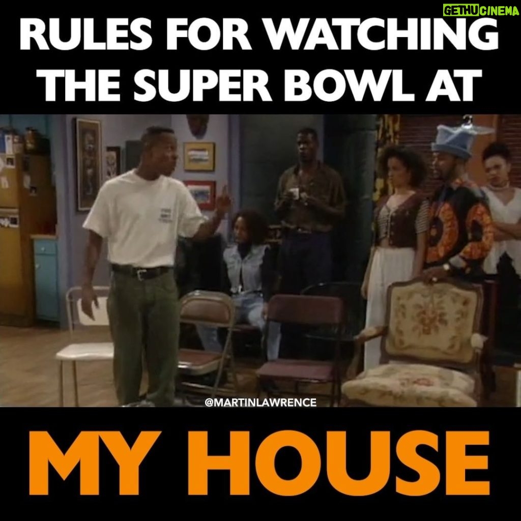 Martin Lawrence Instagram - Rules for watching the #superbowl at ya boys house! #Martin #football #nfl