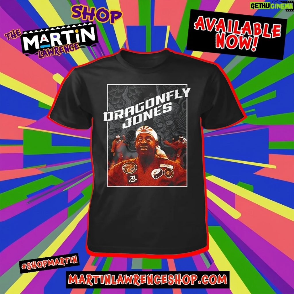 Martin Lawrence Instagram - Unleash your inner Dragonfly with our latest tee! 🐉👊🏾 Get yours now at martinlawrenceshop.com before Kenji comes to collect! #shopmartin #dragonflyjones @martinlawrence Los Angeles, California