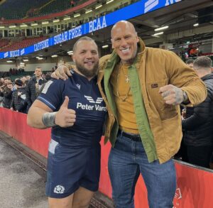 Martyn Ford Instagram - One hell of a game …. An incredible performance by them all, proud of the main man @pierraschoemies appreciate you brother and congratulations on the win, although my gorgeous wife was a little less impressed 😂 (she’s 🏴󠁧󠁢󠁷󠁬󠁳󠁿) #rugby #scotland #6nations