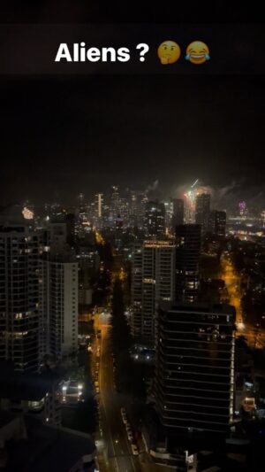 Martyn Ford Instagram - Happy new year from my balcony in Australia, the  Australian people … and what appears to be aliens in the sky 👀😂 … anyone actually know what that light was before the sky erupted? #aliens 😂