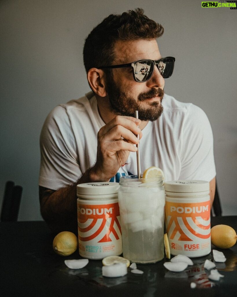 Mat Fraser Instagram - It’s still summertime around here. Sunshine, shades and lemonade Hydro + Salt is the MOVE. Grab @321podium’s seasonal flavors (or that new @hwpotraining x Podium collection if you haven’t yet) before they’re gone — link in bio. #HWPO