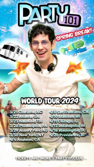 Matt Bennett Instagram - DON’T DRINK THE FISH WATER!
Instead of getting trapped in an RV this spring break, why not come see Party 101? 
Bring a fan that oscillates! We’re coming to a city near you! Tickets on sale at 12pm local!