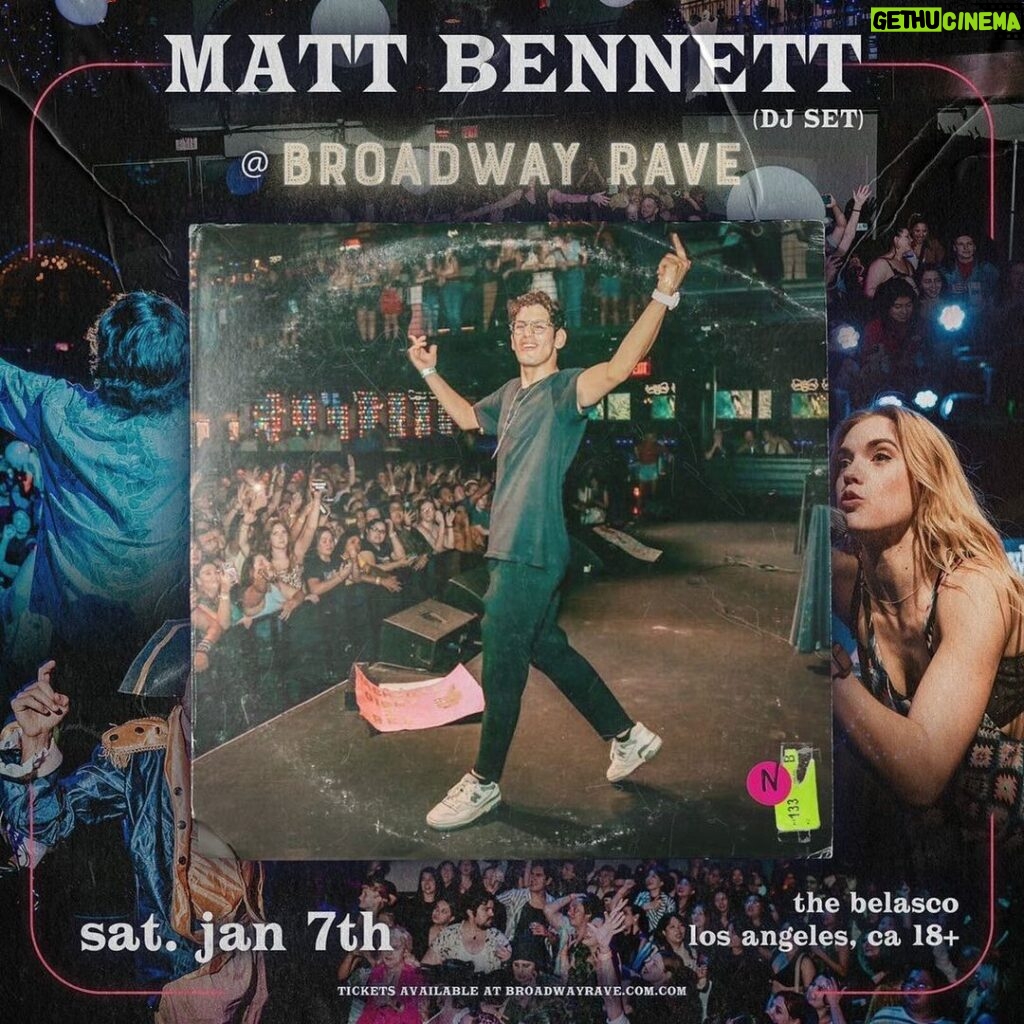 Matt Bennett Instagram - LA friends! Let’s start the year off right with a few show tunes! Im DJing the @broadwayrave this Saturday and I plan to BELT so don’t just tap on the glass and gaze through the window, get a ticket and come! Link in bio Belasco Theatre