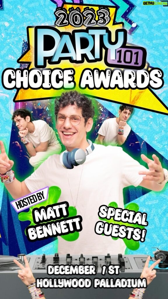 Matt Bennett Instagram - This year has been insane, and what better way to cap it off than with a DJ show for the ages! December 1st at the Hollywood Palladium we’re having the first ever Party 101 Choice Awards. The only award show where YOU win the awards! Who’s presenting the awards? All your favorite actors! Will Andre’s Grandma give you an award for looking like Robbie Shapiro? Probably! Your categories are: 1. Best Costume - Solo 2. Best Costume - Duo 3. Best Costume - Group 4. Robbie Shapiro Look Alike Contest 5. ??????? More coming soon, so stay tuned to @mattbennett and @party101la for updates!